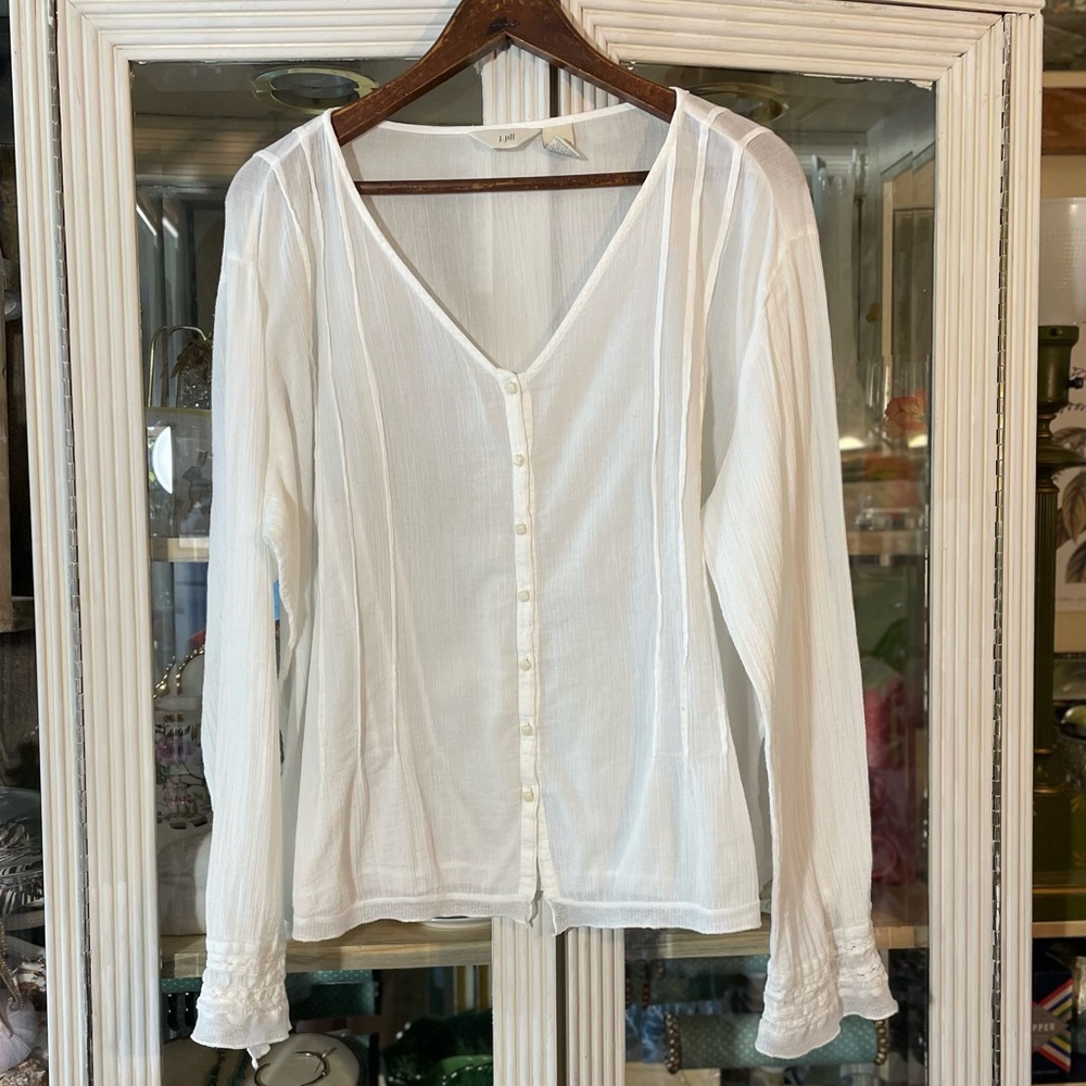 Vintage J Jill white long sleeve women’s blouse L